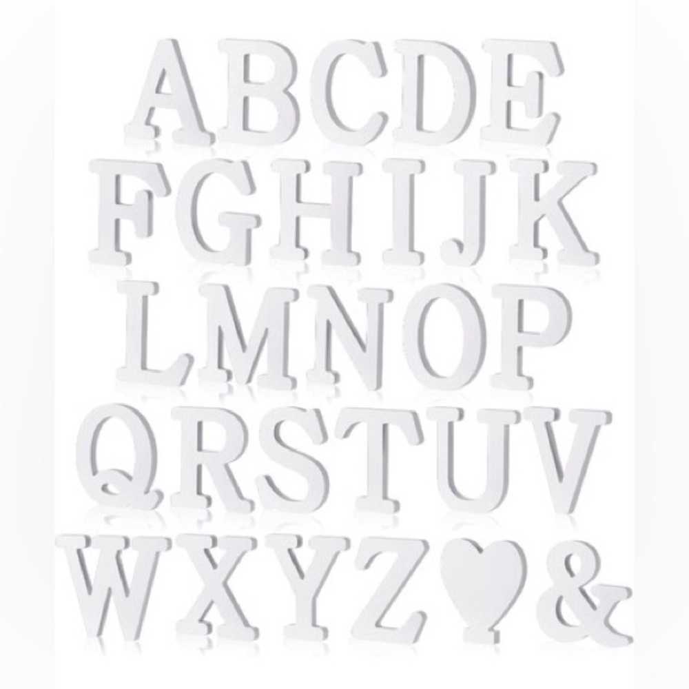 3D white Wooden Letters 4” (0221)